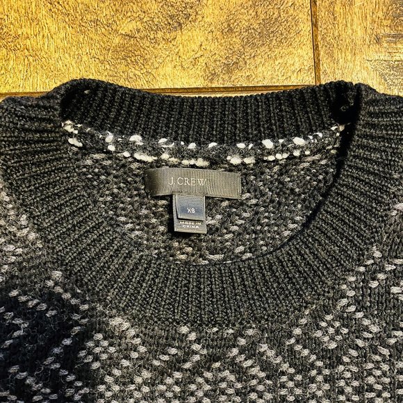 J Crew Black & White Cotton Wool Crew Neck Cabin Sweater, Size XS - Picture 10 of 11